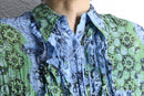 total pattern pleats frill sheer shirt