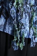total pattern pleats frill sheer shirt