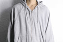 gray over sizing double face zip sweat hoodie