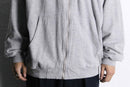 gray over sizing double face zip sweat hoodie