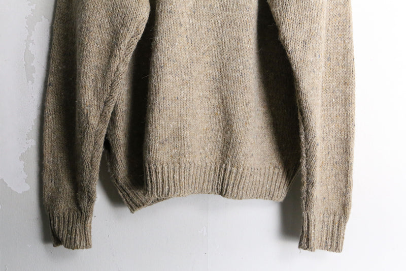 beige×brown argyle knit cardigan