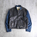 nylon × leather switch zip blouson