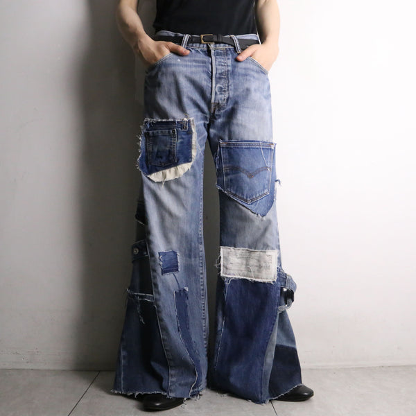 remake "再構築"  indigo color flare denim pants