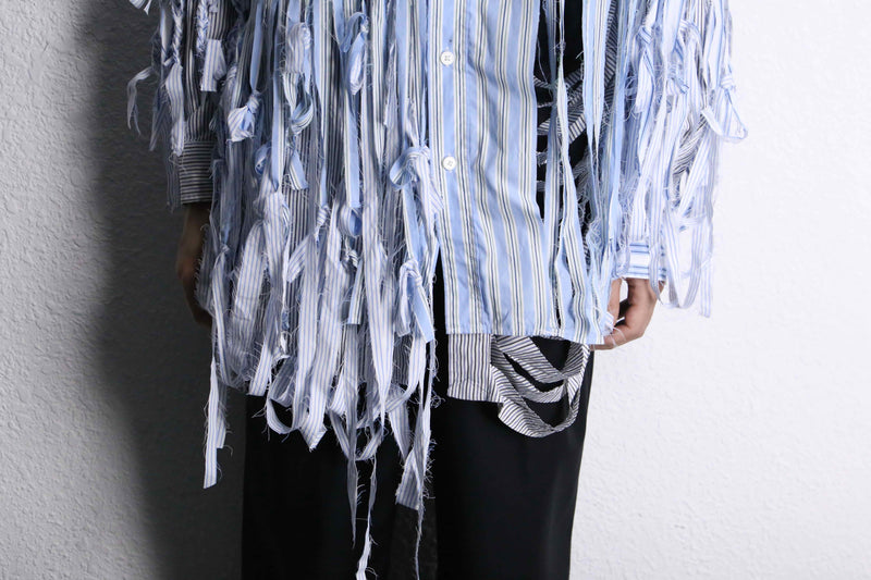 ''Re:make''shredder design stripe shirt