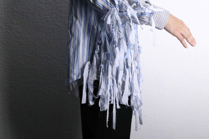 ''Re:make''shredder design stripe shirt