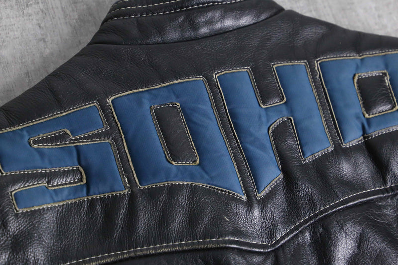 nylon × leather switch zip blouson