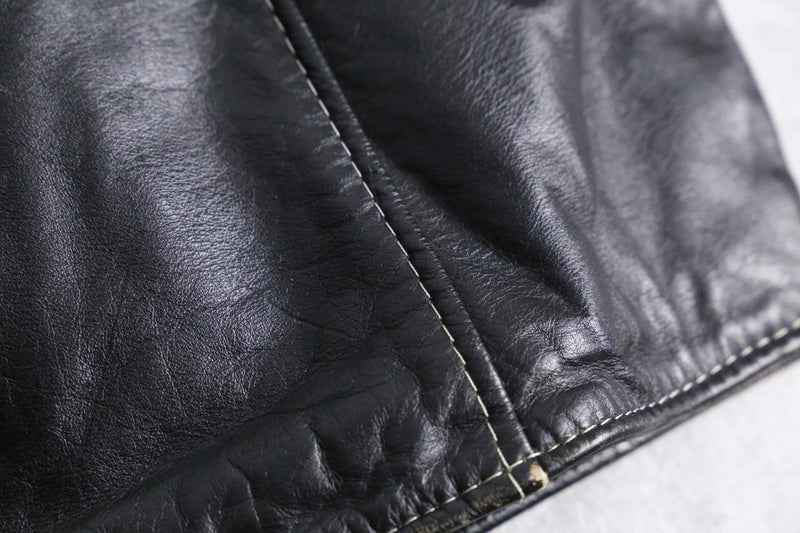 nylon × leather switch zip blouson