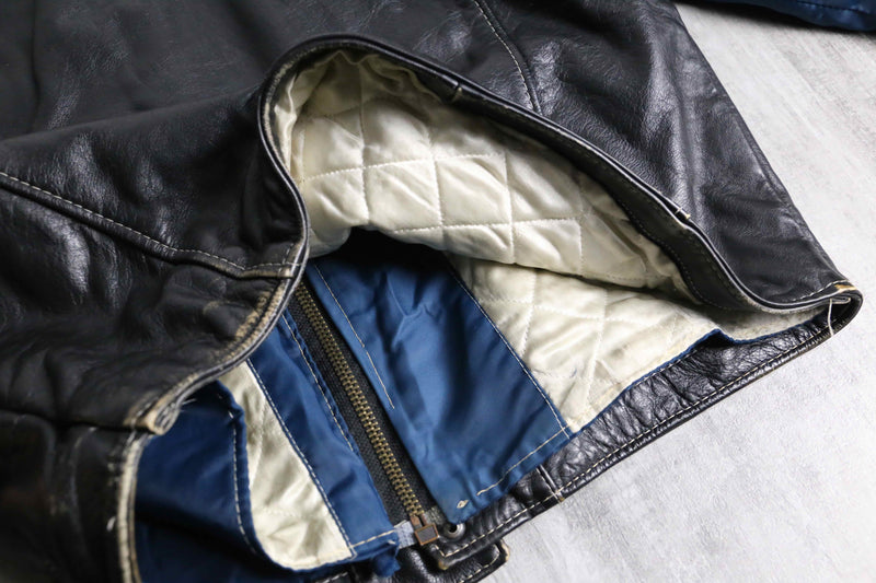 nylon × leather switch zip blouson