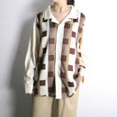 geometric check loose shirt