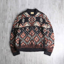 fair Isle pattern wool knit blouson