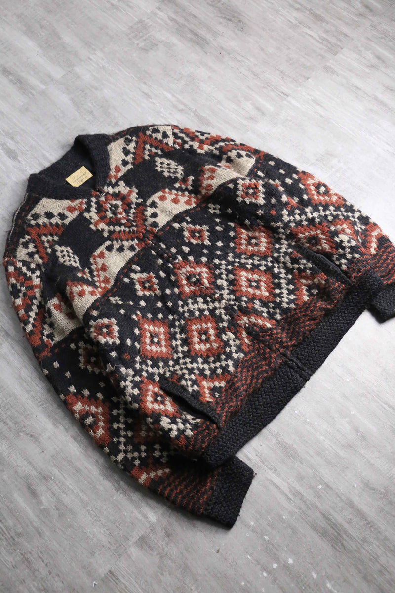 fair Isle pattern wool knit blouson
