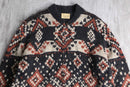 fair Isle pattern wool knit blouson
