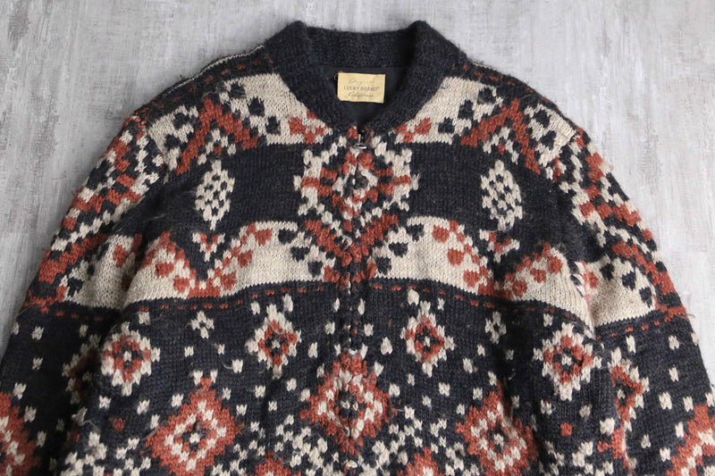 fair Isle pattern wool knit blouson