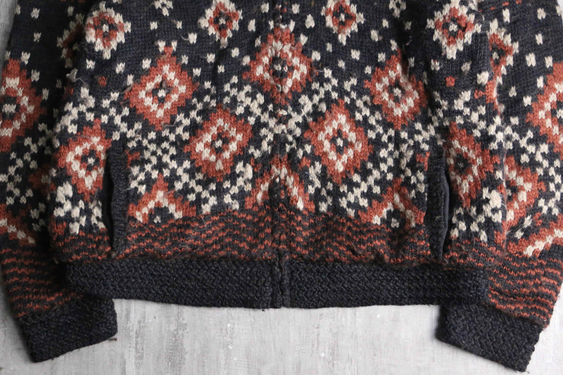 fair Isle pattern wool knit blouson