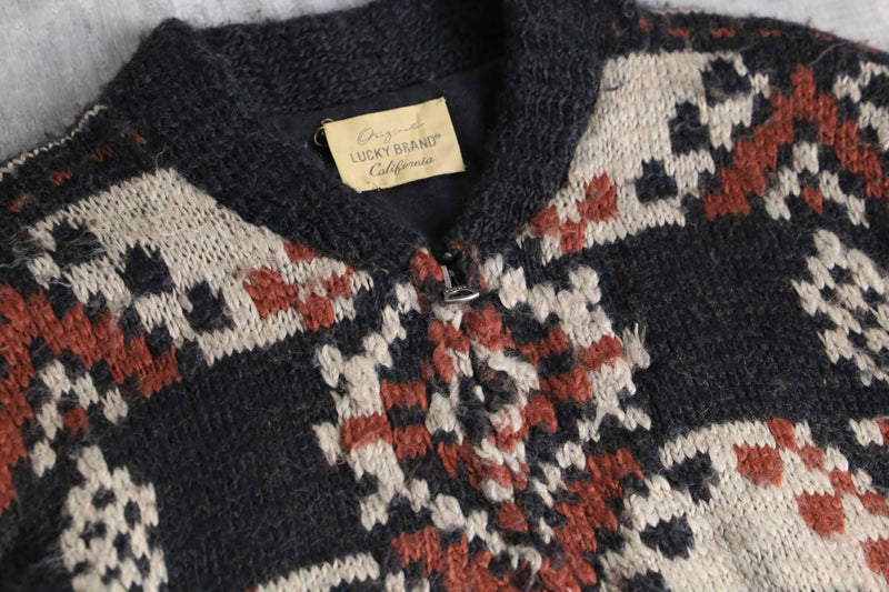 fair Isle pattern wool knit blouson