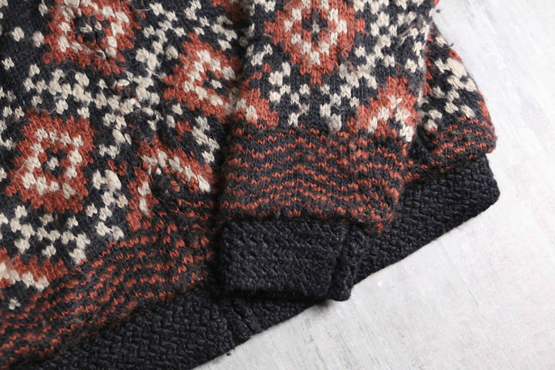 fair Isle pattern wool knit blouson