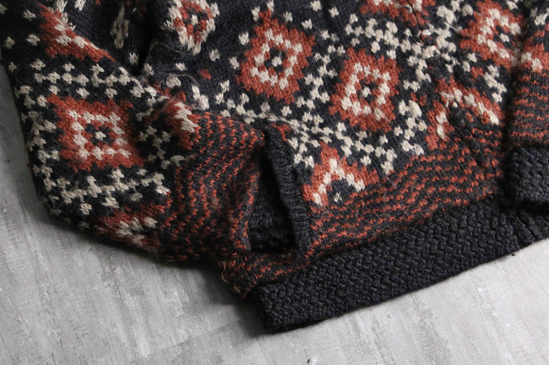 fair Isle pattern wool knit blouson