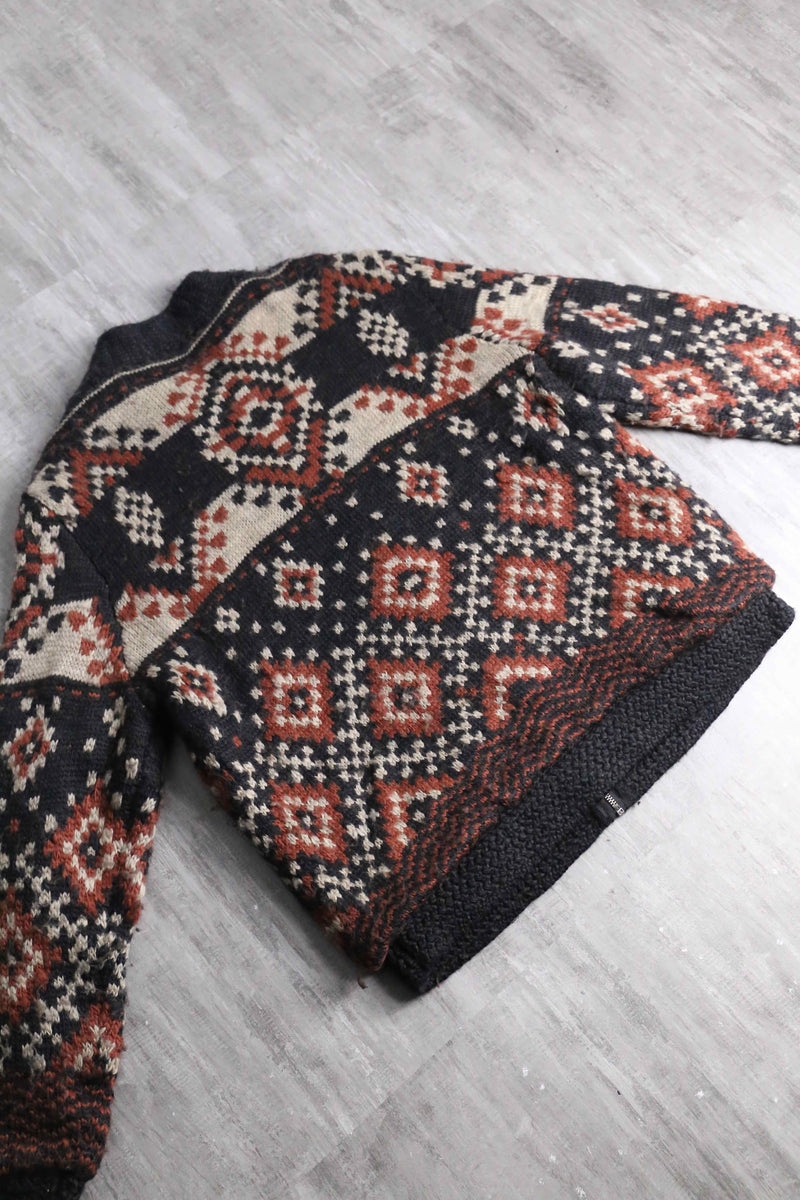 fair Isle pattern wool knit blouson