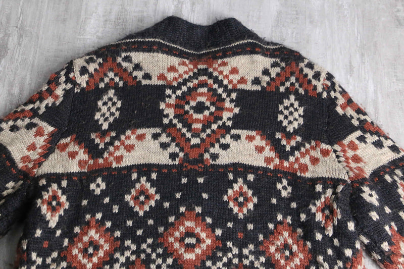 fair Isle pattern wool knit blouson