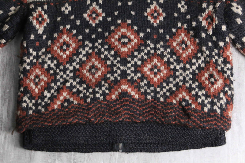 fair Isle pattern wool knit blouson