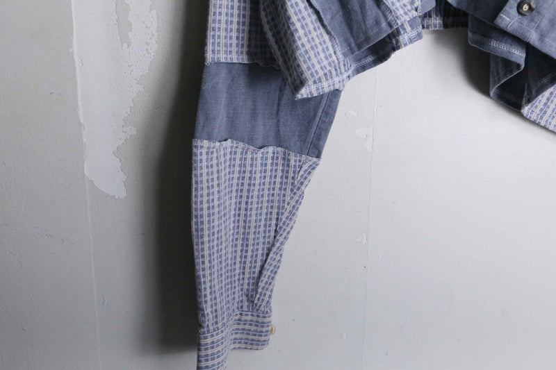 "Re:make" 2 docking blue short length design shirt