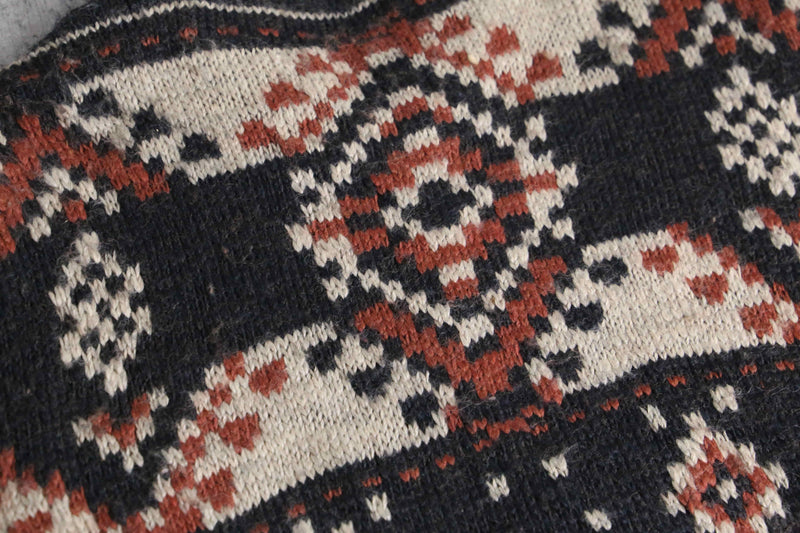 fair Isle pattern wool knit blouson