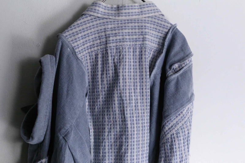 "Re:make" 2 docking blue short length design shirt