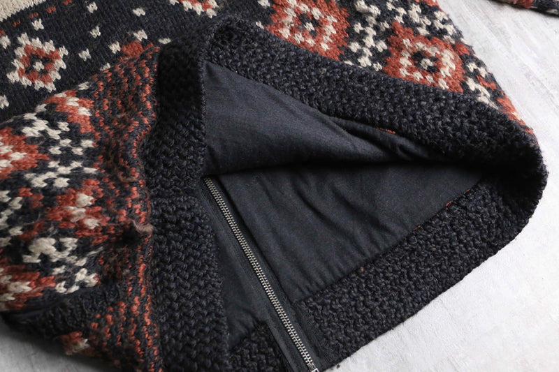 fair Isle pattern wool knit blouson