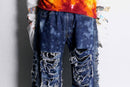 "Re:make" clash damage flare denim pants