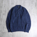 "ungaro" navy cable knit polo