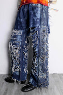 "Re:make" clash damage flare denim pants