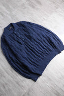 "ungaro" navy cable knit polo