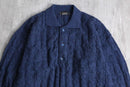 "ungaro" navy cable knit polo