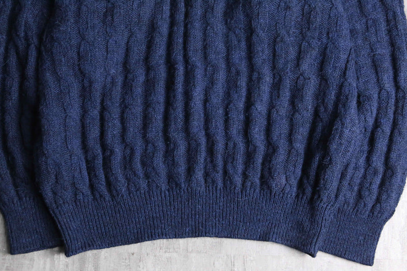 "ungaro" navy cable knit polo