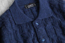"ungaro" navy cable knit polo