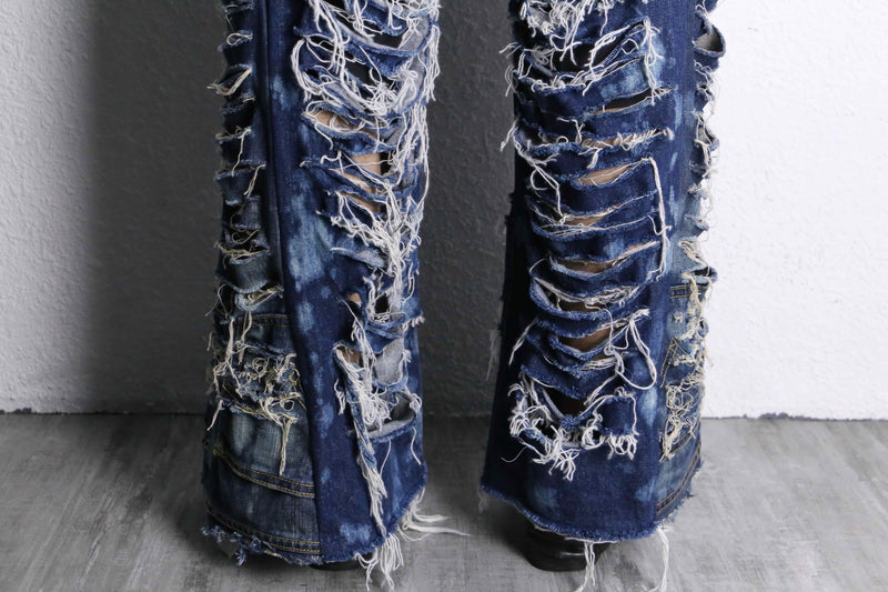 "Re:make" clash damage flare denim pants
