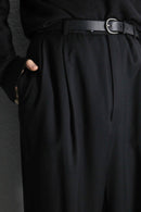 black wide tapered 2tuck slacks