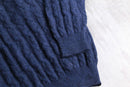 "ungaro" navy cable knit polo