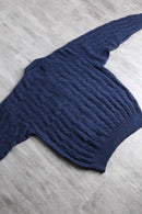 "ungaro" navy cable knit polo