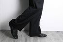 black wide tapered 2tuck slacks