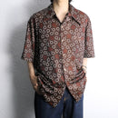 70's circle & dot pattern H/S poly shirt