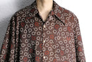 70's circle & dot pattern H/S poly shirt