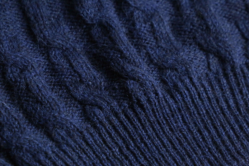 "ungaro" navy cable knit polo