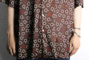 70's circle & dot pattern H/S poly shirt