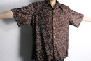 70's circle & dot pattern H/S poly shirt