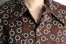 70's circle & dot pattern H/S poly shirt