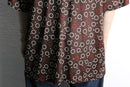 70's circle & dot pattern H/S poly shirt