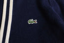 "Lacoste" navy × white knit cardigan