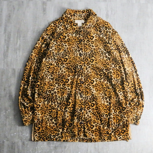 1990-00s leopard loose velour shirt
