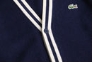 "Lacoste" navy × white knit cardigan